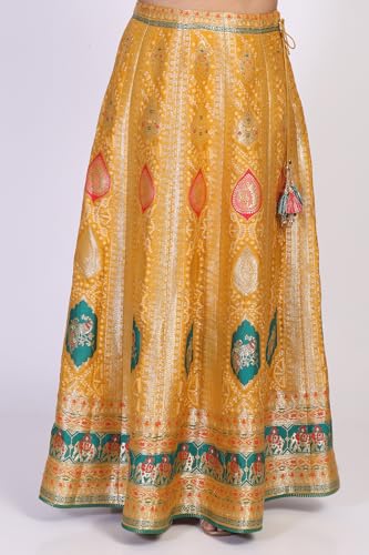 Aurelia Women's Mustard Ethnic Motifs Zari Jacquard Straight Top with Skirt and Dupatta Set - (AD10748-706117-M)