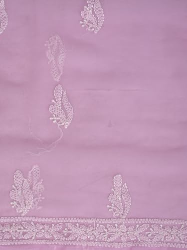 Ada Hand Embroidered Lucknowi Chikankari Unstitched Georgette Dress Material Suit Piece with Dupatta for Women 01A878921 Pink