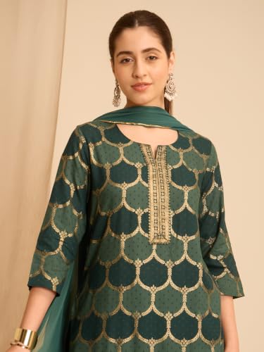 Rangriti Rayon Printed Straight Festive Kurta With Salwar And Dupatta