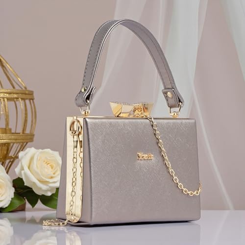 EXOTIC Premium® Bridal Clutch Luxurious Box-Style Gold Frame Desing (PURPLE)