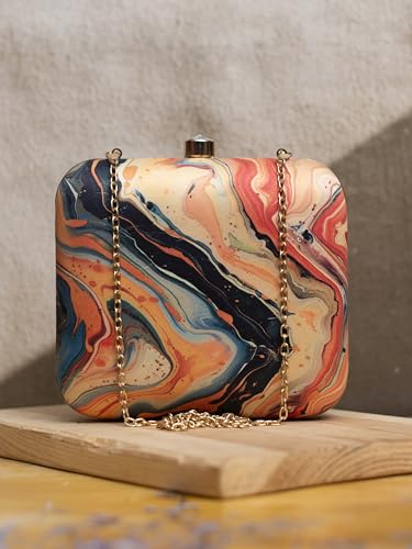 Flow Art Printed Clutch