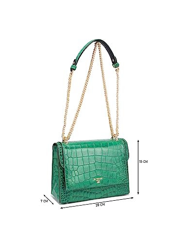 Da Milano Genuine Leather Green Shoulder Bag (LB-00047OL) (Small)