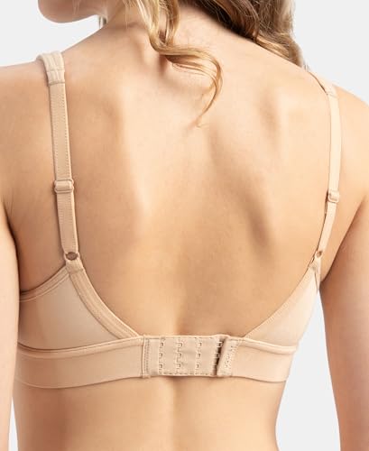 Jockey 1856 Women's Wirefree Padded Soft Touch Microfiber Elastane Stretch Full Coverage T-Shirt Bra with Longline Styling_Skin_34C