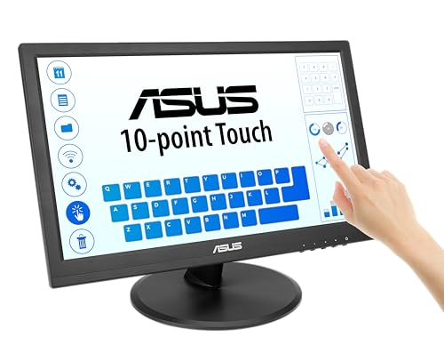 ASUS 15.6" 1080P Touch Monitor (VT169HE) - Full HD, 10-Point Touch Display, IPS, Wide Viewing Angle, Frameless, Eye Care, No Flicker, Low Blue Light, HDMI, Compliance