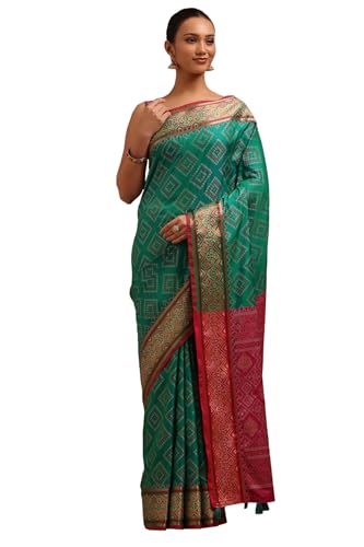 Soch Womens Green Silk Woven Design Saree