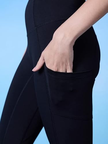 NYKD All Day High Rise Legging with Pixel Print | Dry Fit Tech | Elasticated Waistband | Hip Pocket | Breathable | Quick Absorb - NYK299- Jet Black - S