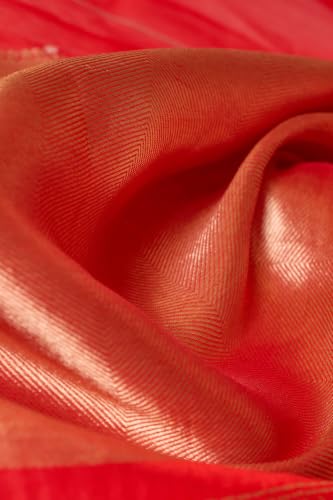 Taneira Red Pure Silk Organza Kadwa Banarasi SareeWith Unstitched Blouse(SAIH02AD6178-Red)