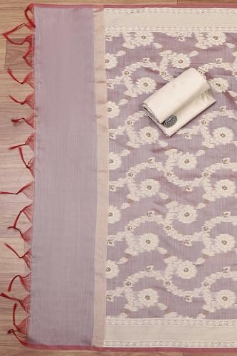 BIBA Women Mauve Chanderi Unstitched Suit Set_FREE SIZE