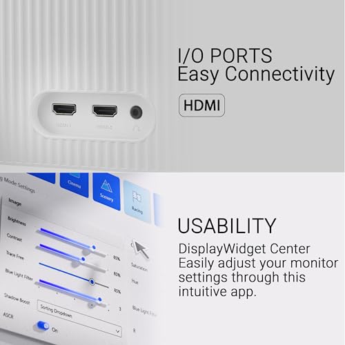 ASUS 27 inch 1080p Eye Care Monitor (VU279HFI-W) - Full HD, IPS, 100Hz, SmoothMotion, Adaptive Sync, Nano ion, Eye Care Plus, Blue Light Filter, Flicker-Free, Assembly