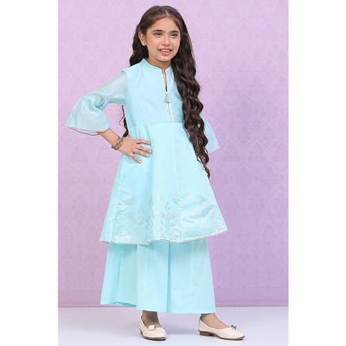 Biba Girls Polyester Kalidar Printed Suit Set(KW5020E_5_Blue)