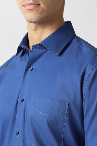Men Blue Solid Full Sleeves Formal Shirt