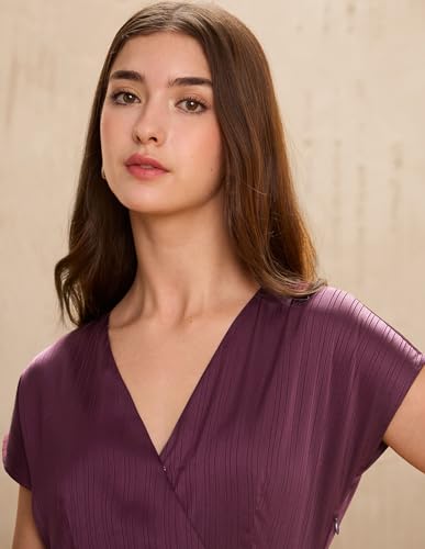 U.S. Polo ASSN. Wrap Midi Dress with Belt (UWAW25DRS221_Purple_XS)