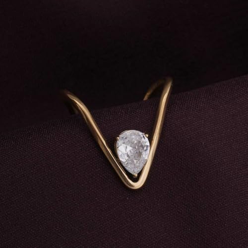 PALMONAS Trendy Vee Ring (Size-6) for Womens - Waterproof & Anti-Tarnish