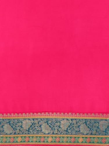 MOHEY Women's Enchanting Pink Bridal Saree with Blouse Piece (Pink)