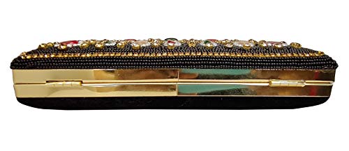 DUCHESS Women and Girls Embroidered Black Clutch