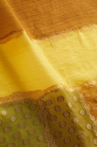 Taneira Women Yellow Woven Viscose Luxe Saree with Unstitched Blouse Piece (SPG08H00006-Yellow)