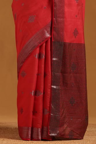 Soch Womens Red Art Silk Woven Design Saree