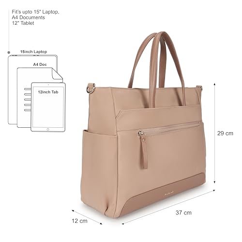 Fastrack Nylon Edit laptop Tote | Nylon Women’s Bag | 2 Compartments, 15" Padded Laptop Sleeve, Bottle Holders, Trolley Sleeve & Dual Carry Straps