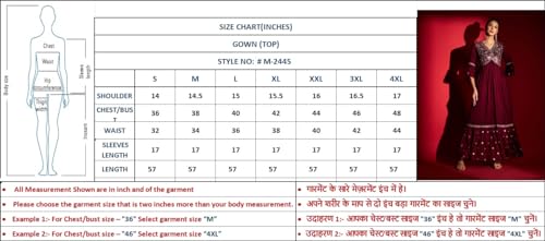 Madhuram Women's Vichitra Silk Crus Traditional Ethnic Long Gown with Sequence Embroidery Work Long Kurta(M-2445) (in, Alpha, XL, Regular, Maroon)