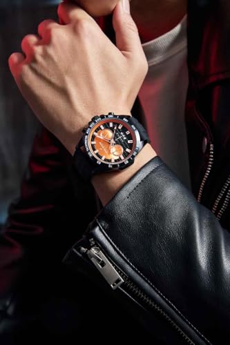 Daniel Hechter Paris Pantheon Collection Pantheon Collection Unique Multifunctional Watch for Men with Textured Round Dial Silicon Strap & Date Indicator-DHM1010 (Orange)