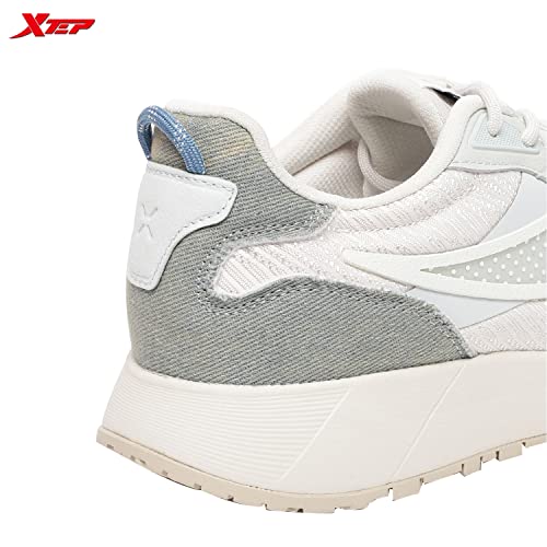XTEP Women's Grey White Colour Blocking Synthetic Leather RB Casual Shoes (4.5 UK)