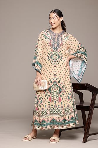 Ritu Kumar Beige Zinat Kaftan Dress