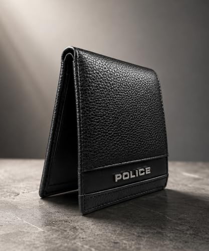 Police Men's Genuine Leather Bifold Wallet with Coin Pocket | 4 Card Slots