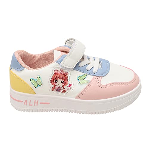 Hopscotch Girls PU Applique Sneakers in Pink Color, UK:1.5 (FAQ-4329120)
