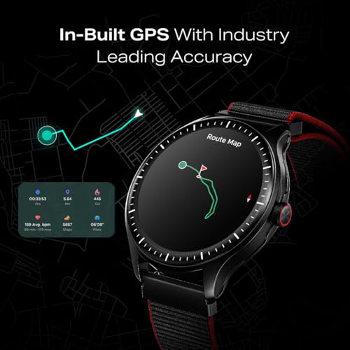 boAt Valour Watch 1 GPS, AI Based Auto Gym Mode, Built-in GPS, Advanced X2 Chip, 6-axis sensors, 3 ATM,15 Days Battery,1.43" AMOLED Display w/Gorilla Glass Smart Watches for Man (Fusion Black)