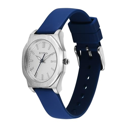 Titan Workwear Quartz Round White Dial Silicone Strap Watch for Women