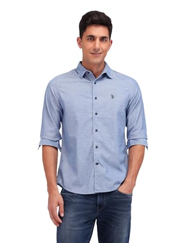 U.S. POLO ASSN. DENIM CO. Men's Slim Fit Shirt (UDSHT1427 Blue
