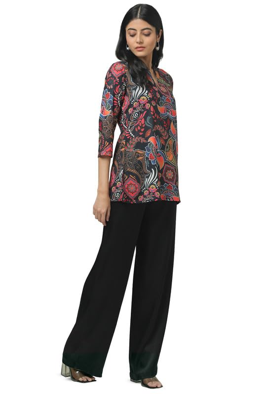 Soch Womens Black Crepe Ethnic Motifs Tunic