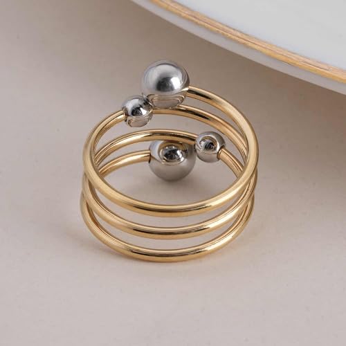 PALMONAS Spring Ball Adjustable Ring for Women - Gift for Girls & Women, Women's Jewellery | Waterproof & Anti Tarnish Rings