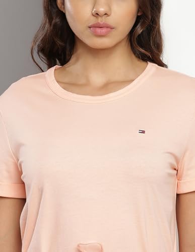 Tommy Hilfiger Women's Cotton T-Shirt Above The Knee Casual Dress (F23HWDR013_Peach