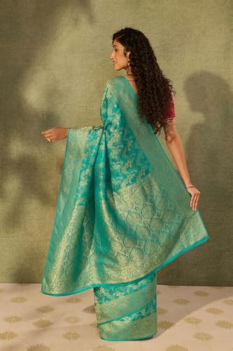 Blue Woven Viscose Tissue SareeWith Unstitched Blouse( SAPP02AE1671-Blue)