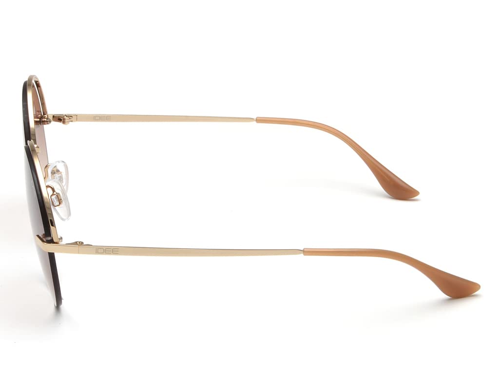 IDEE 100% UV protected sunglasses for Women | Size- Large | Shape- Round | Model- IDS2780C1SG (Shiny Light Gold)