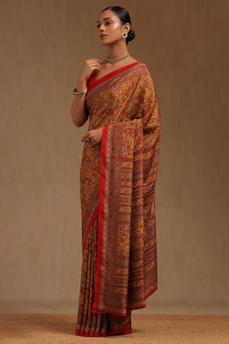 Soch Womens Red Crepe Ethnic Motifs Saree