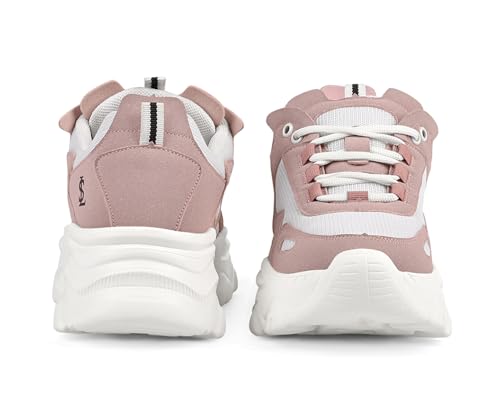 LOUIS STITCH Women’s Sneakers Pink | Comfortable Lightweight Walking Shoes | Stylish Casual Lace-Up Trainers for Daily Wea| LSLD-SNK-01-PK | (UK-6)