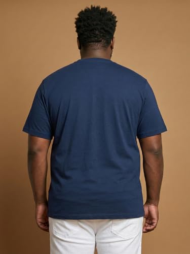 Bigbanana Men Plus Printed Navy Blue Round Neck Tshirt (Upbeat,Navy Blue,5XL)