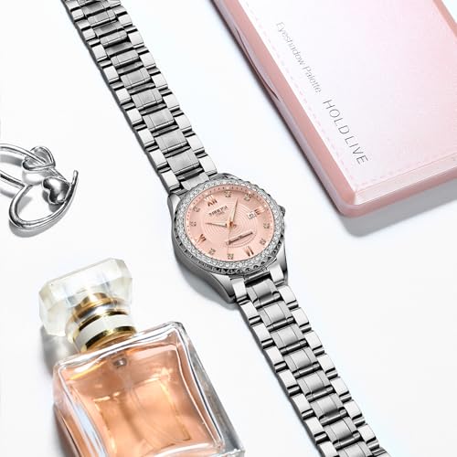 NIBOSI Women Watches Analogue Wrist Watches Watches for Women's & Girls&Miss&Ladies Rose Gold Dial Watch with Stylish Diamond （Rose Gold Silver）