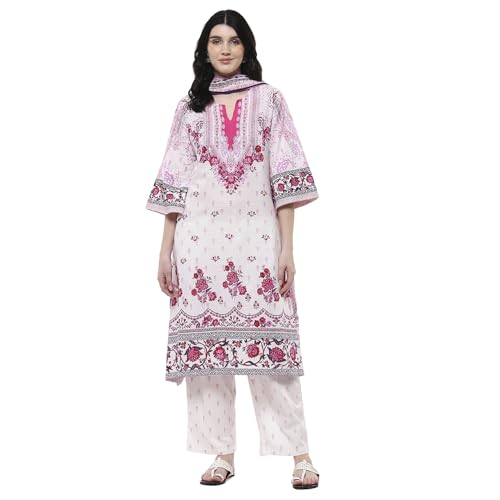 Biba Women's Cotton Kurta Set (SKD10890SS25PNK_Pink