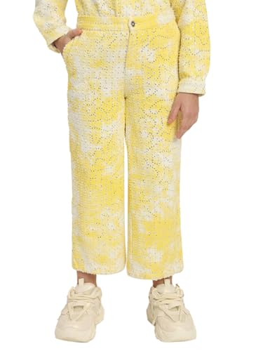 VERO MODA Girl Mid Rise Straight Fit Yellow Pants