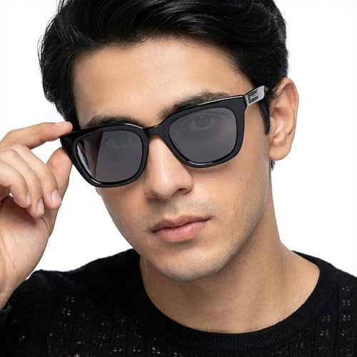 John Jacobs | Full Rim Cat Eye Stylish & Premium UV Protected Sunglasses | Acetate Lines | Polarized and 100% UV Protected | Women | Extra Wide | JJ S17340