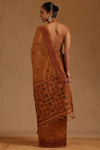 Soch Womens Brown Tussar Woven Design Saree