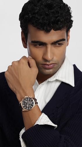 Police Mens Urban Rebel Round Shape Black Dial Leather Analog Watch