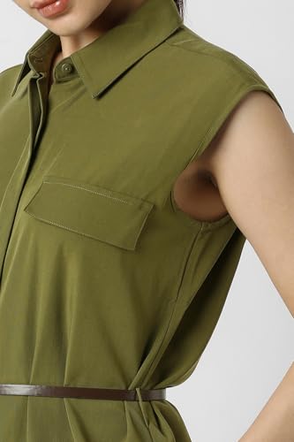 Van Heusen Women's Rayon Modern Calf Length Dress (VWDRFRGFE03809_Olive