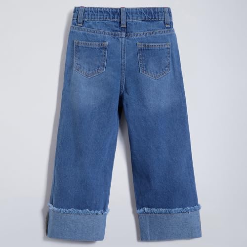 Hopscotch Girls Wide Leg Cotton Jeans in Blue Color for Age (3-4 Years)