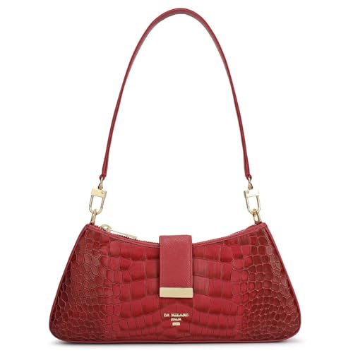 Da Milano Leather Shoulder Bag for Women - Purple (01349OL)