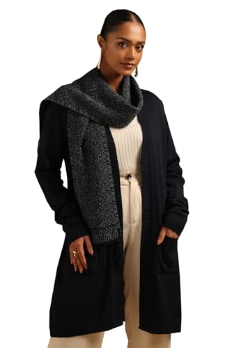 Soch Womens Navy Blue Acrylic Crochet Winter Shrug
