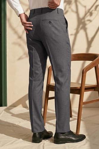 Louis Philippe Men Grey Slim Fit Solid Flat Front Formal Trousers